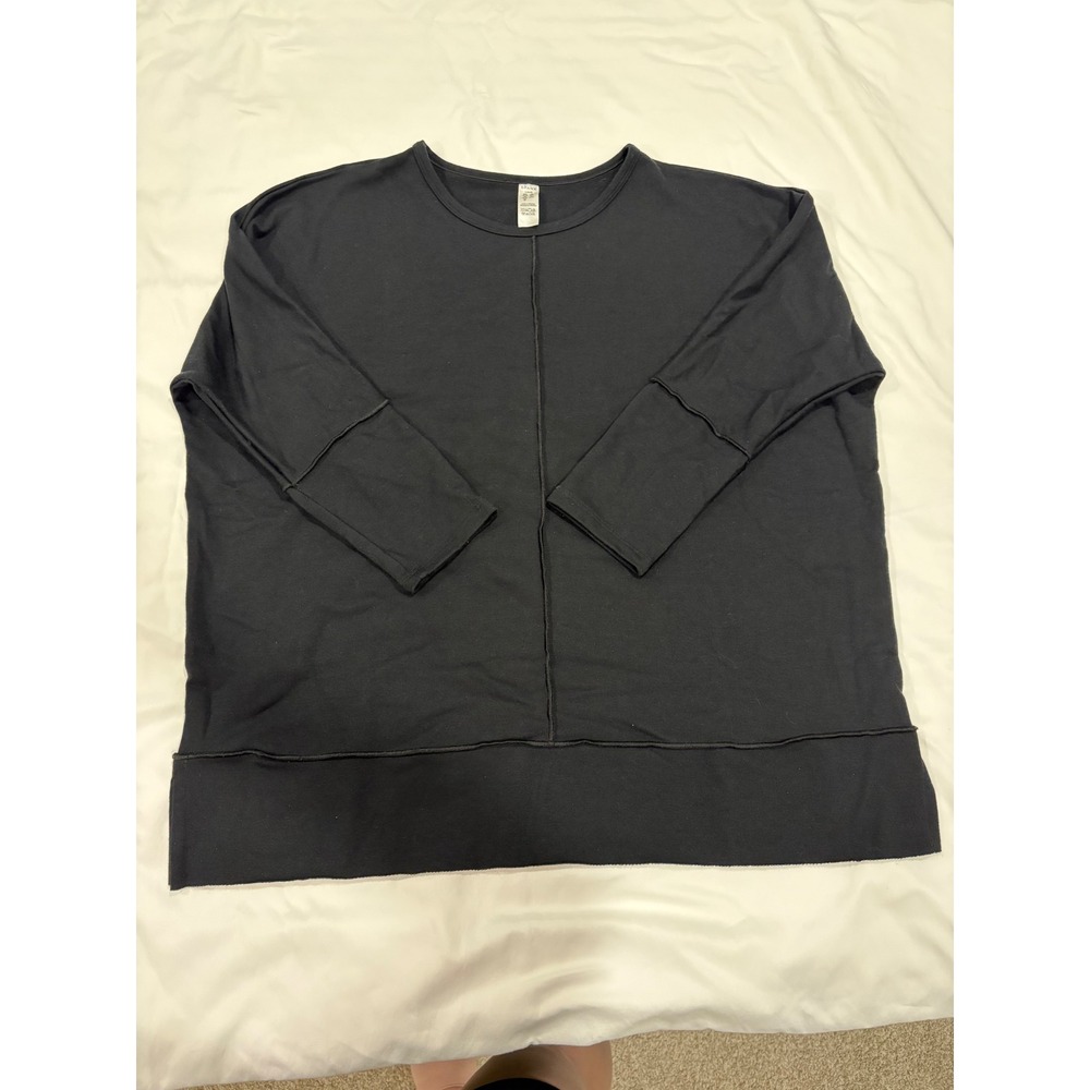 Spanx Perfect Length Dolman Top Long Sleeve Stitched Tunic 3/4 Sleeve Black L